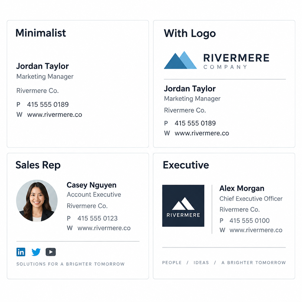 Email Signature Examples Grid