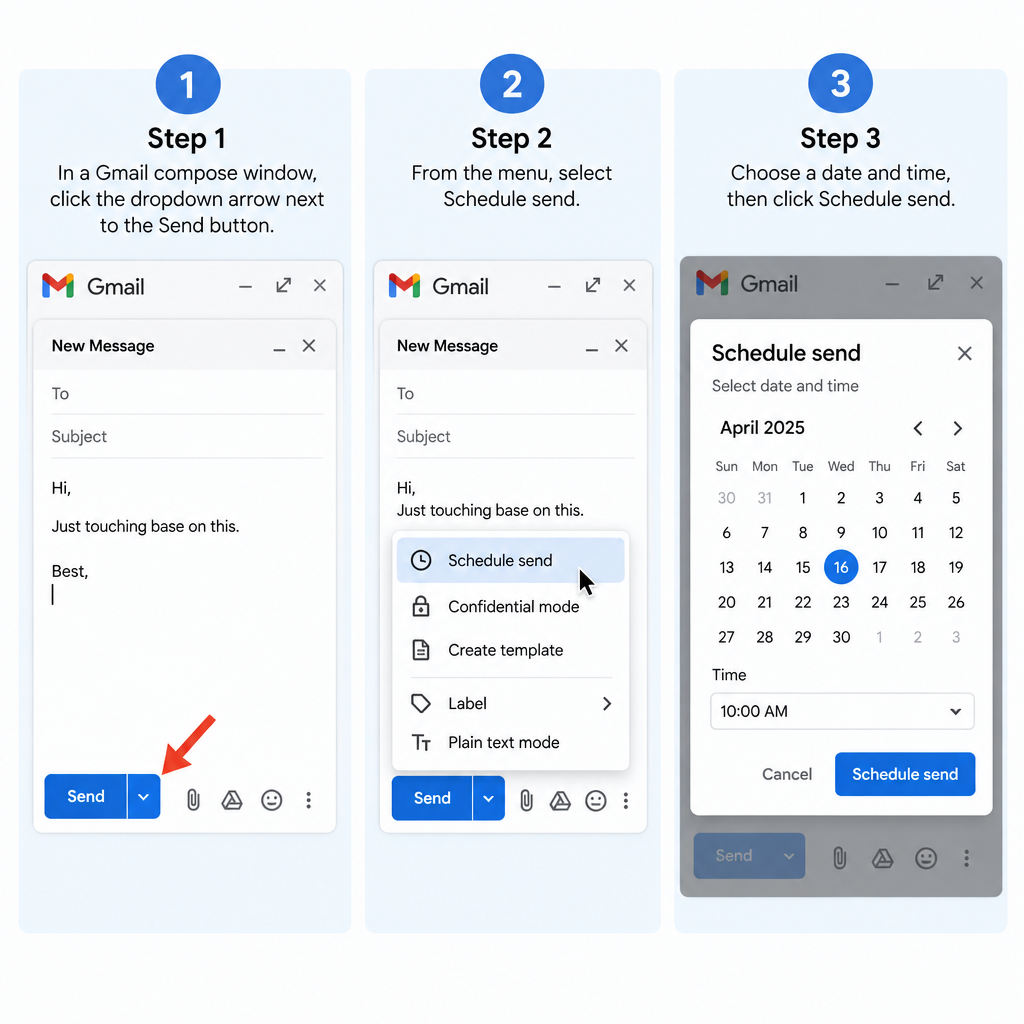 Gmail Schedule Send Dropdown Steps