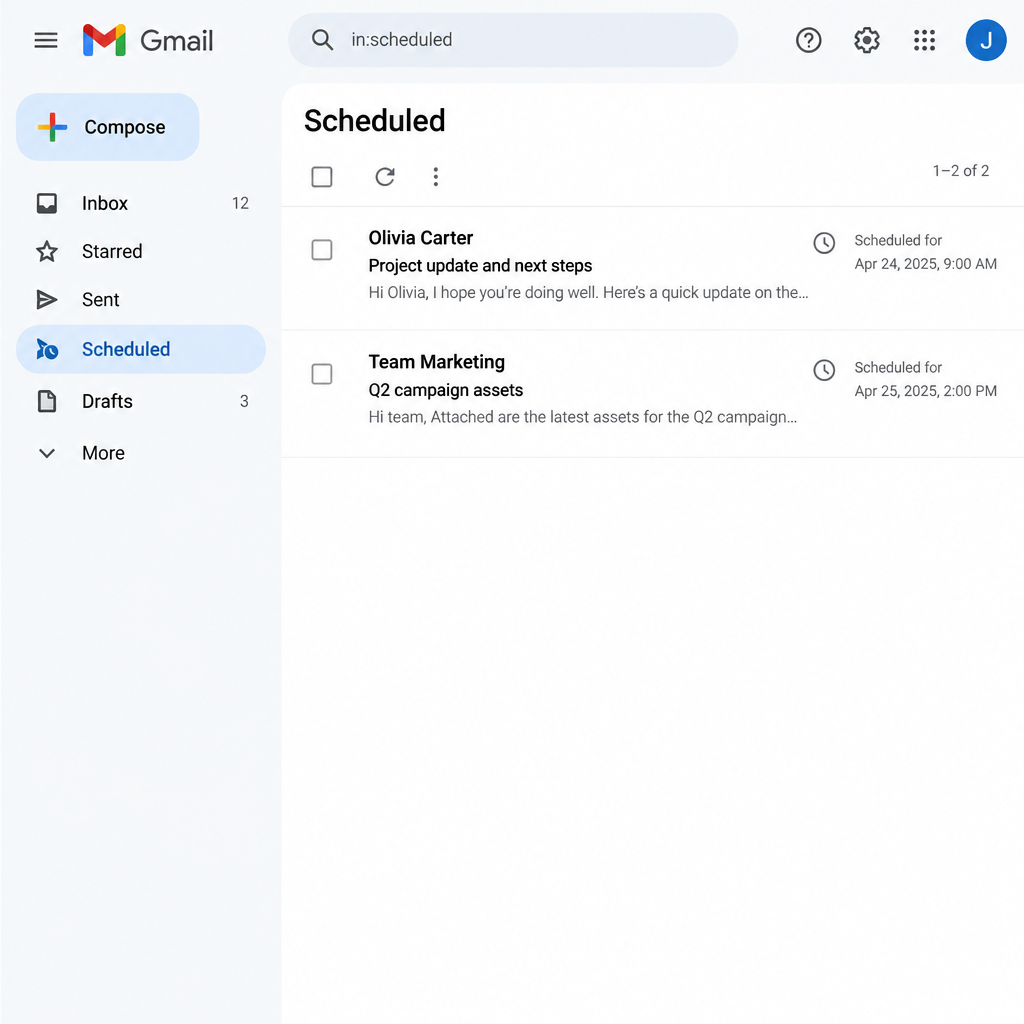 Gmail Scheduled Folder View
