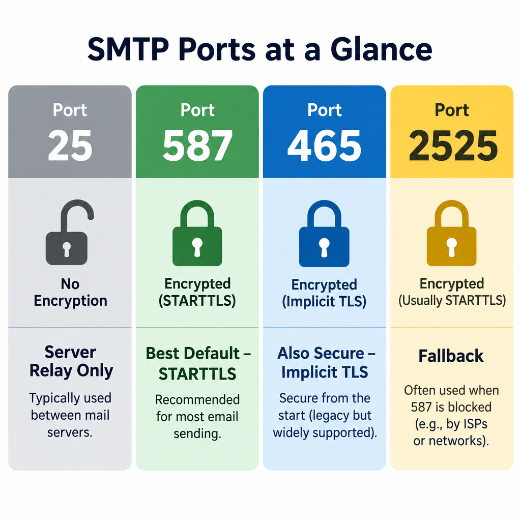 SMTP Port Comparison Table Visual